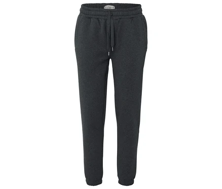Pantalon de survêtement gris avec cordon de serrage à la taille.
