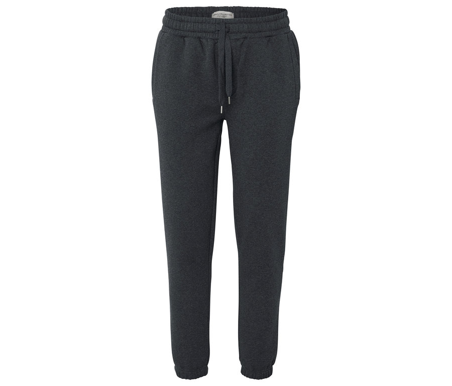 Pantalon de survêtement gris avec cordon de serrage à la taille.