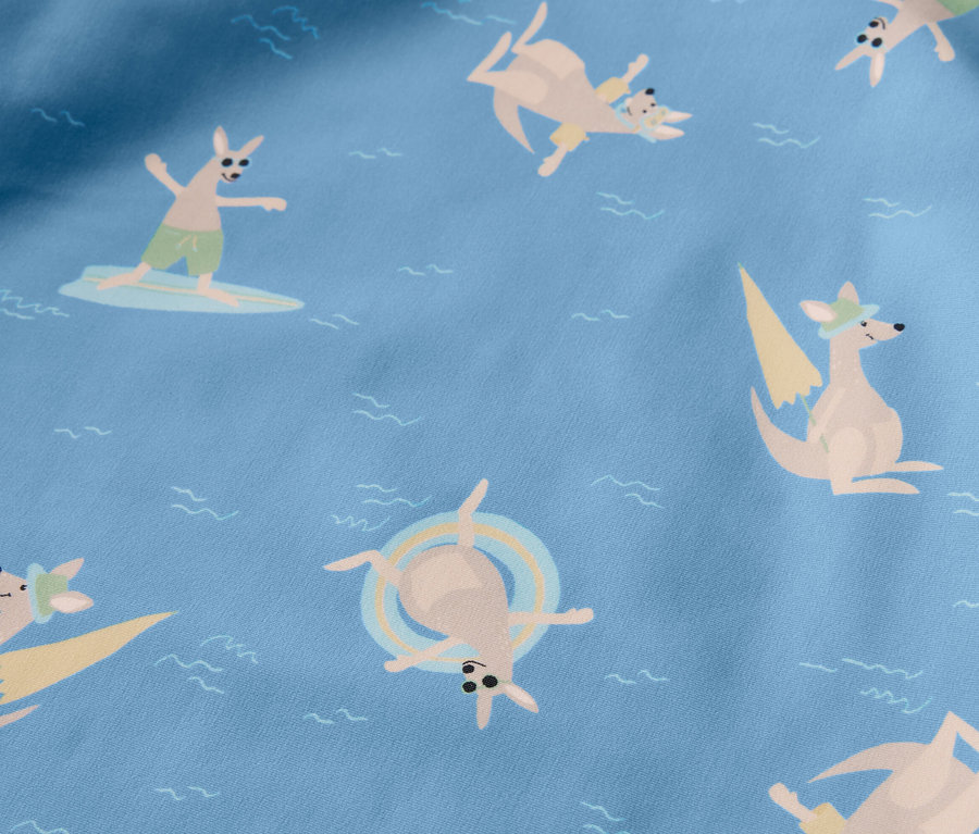 T-shirt bleu avec kangourous et protection UV 80.