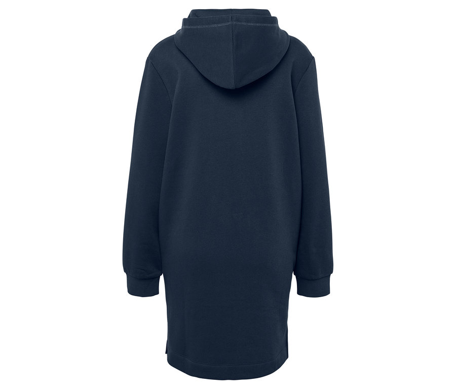 Robe sweat à capuche bleu foncé vue de dos.