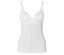 Haut avec bustier blanc à fines bretelles, col en V et soutien-gorge intégré.