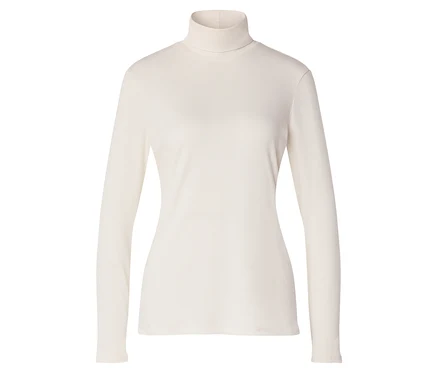 T-shirt col roulé à manches longues, blanc crème.
