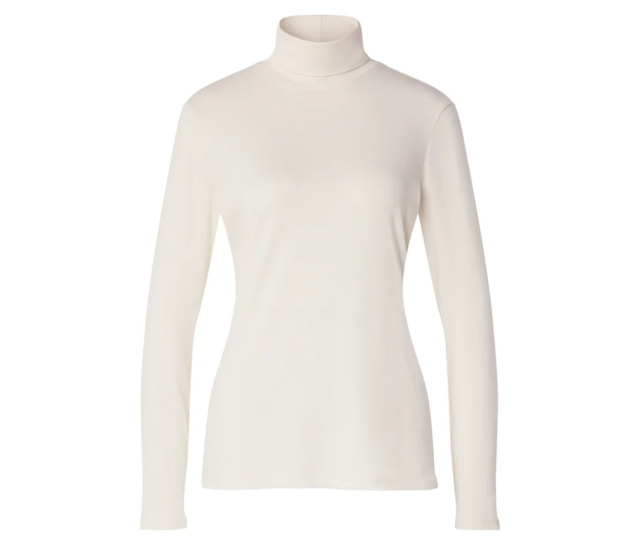 T-shirt col roulé à manches longues, blanc crème.