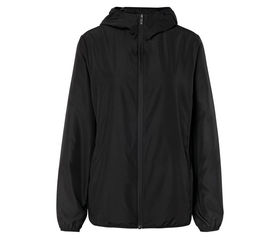 Veste noire à capuche zippée.