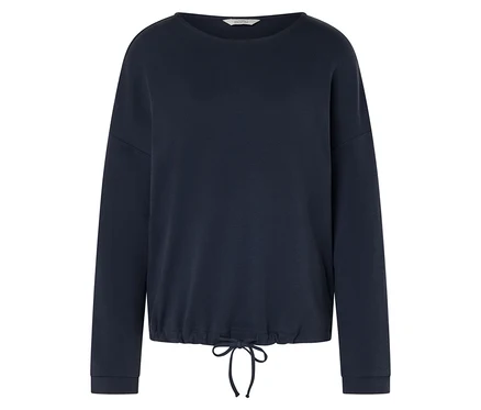 Sweat-shirt bleu marine à manches longues avec cordon de serrage à l'ourlet.