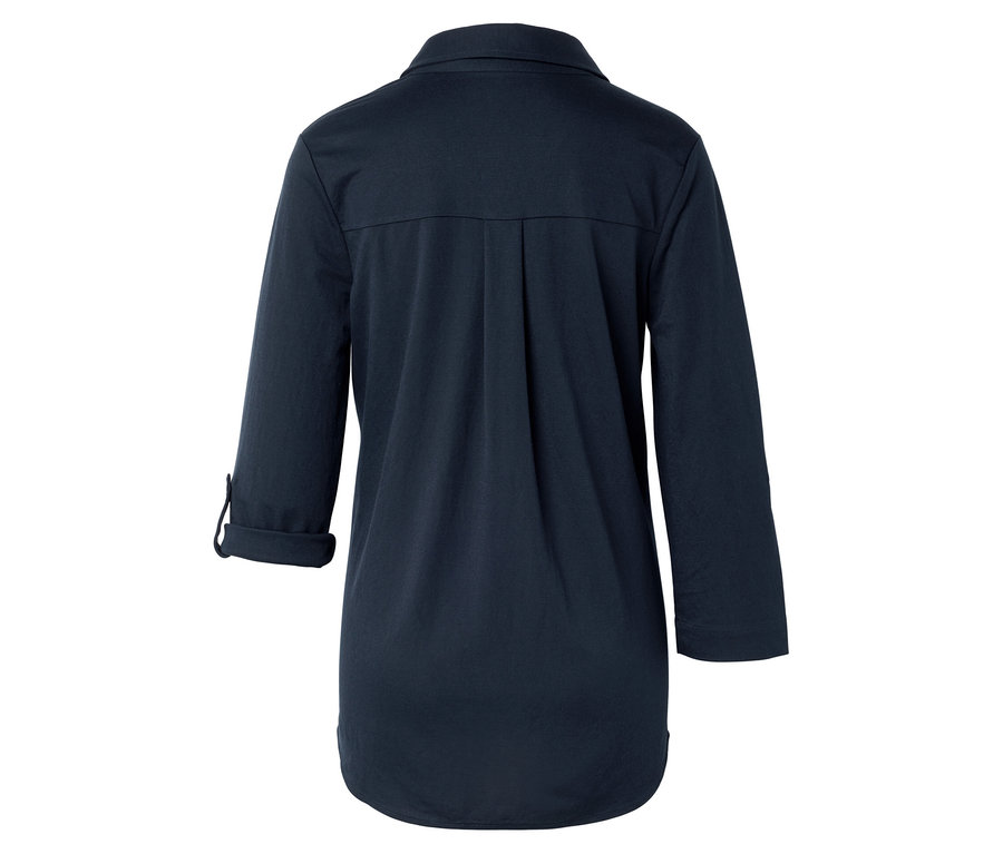 Vue arrière d'une chemise bleu marine à manches longues.