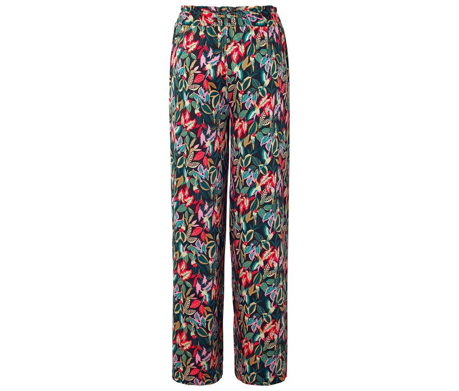 Pantalon avec un motif de feuilles colorées.