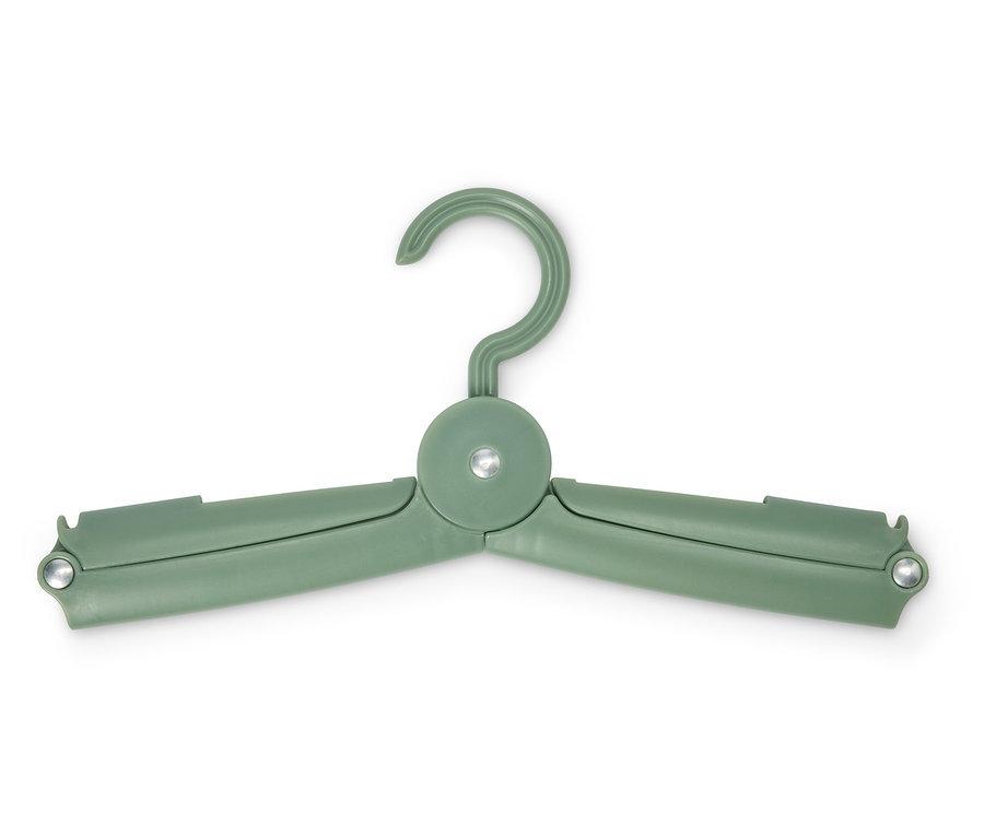 Cintre vert pliable sur fond blanc.