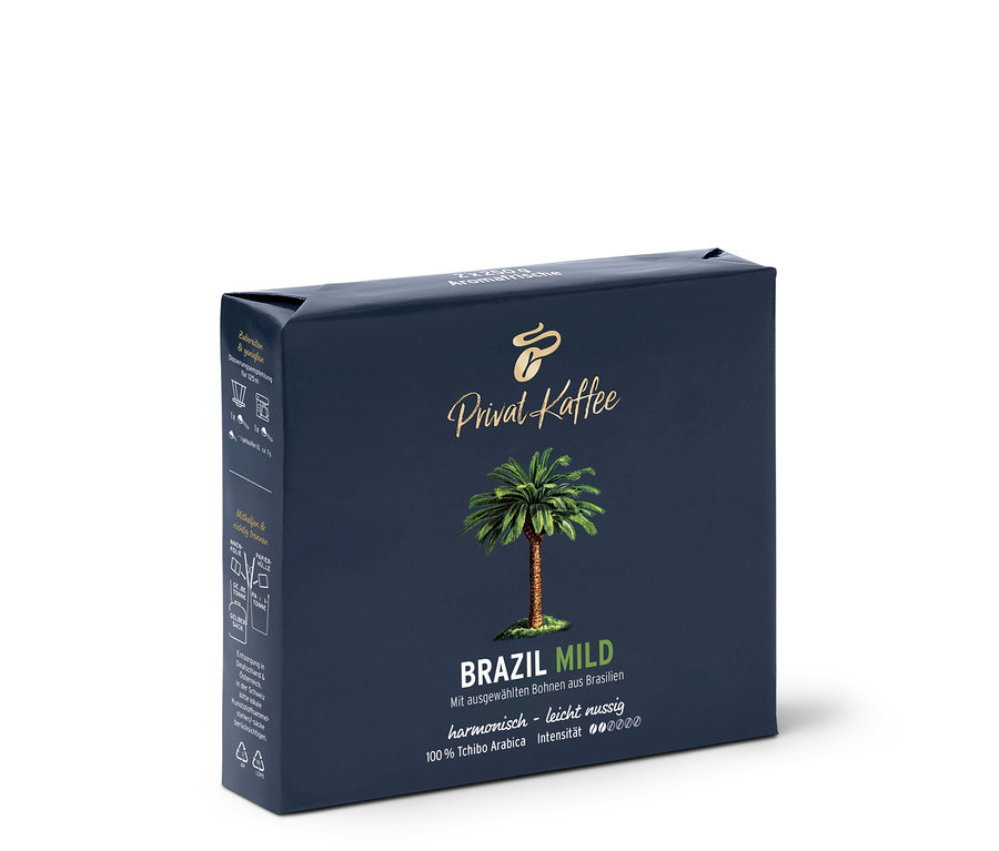Un paquet de Privat Kaffee Brazil Mild moulu.