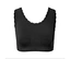 Soutien-gorge de sport noir avec dentelle sur fond blanc.