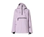 Veste anorak à capuche violet clair avec un demi-zip noir au cou, une poche poitrine horizontale zippée noire et des poignets noirs.