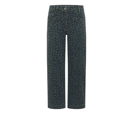 Jeans CECIL vert olive foncé à motif léopard foncé.