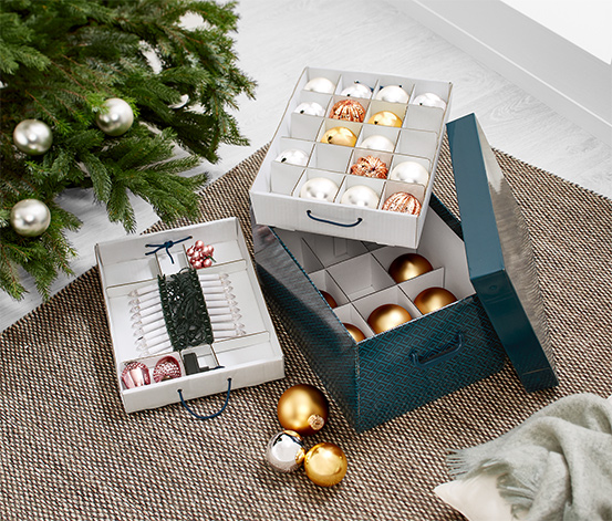 Décoration de Noël : une boite de rangement pour les boules et