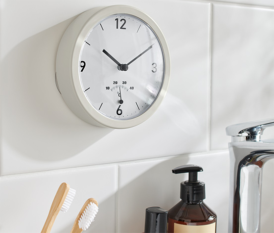 Horloge murale pour salle de bains avec thermomètre 661167