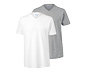 2 t-shirts à encolure en V, gris-blanc
