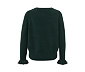 Pull en tricot avec poignets ruchés, vert foncé