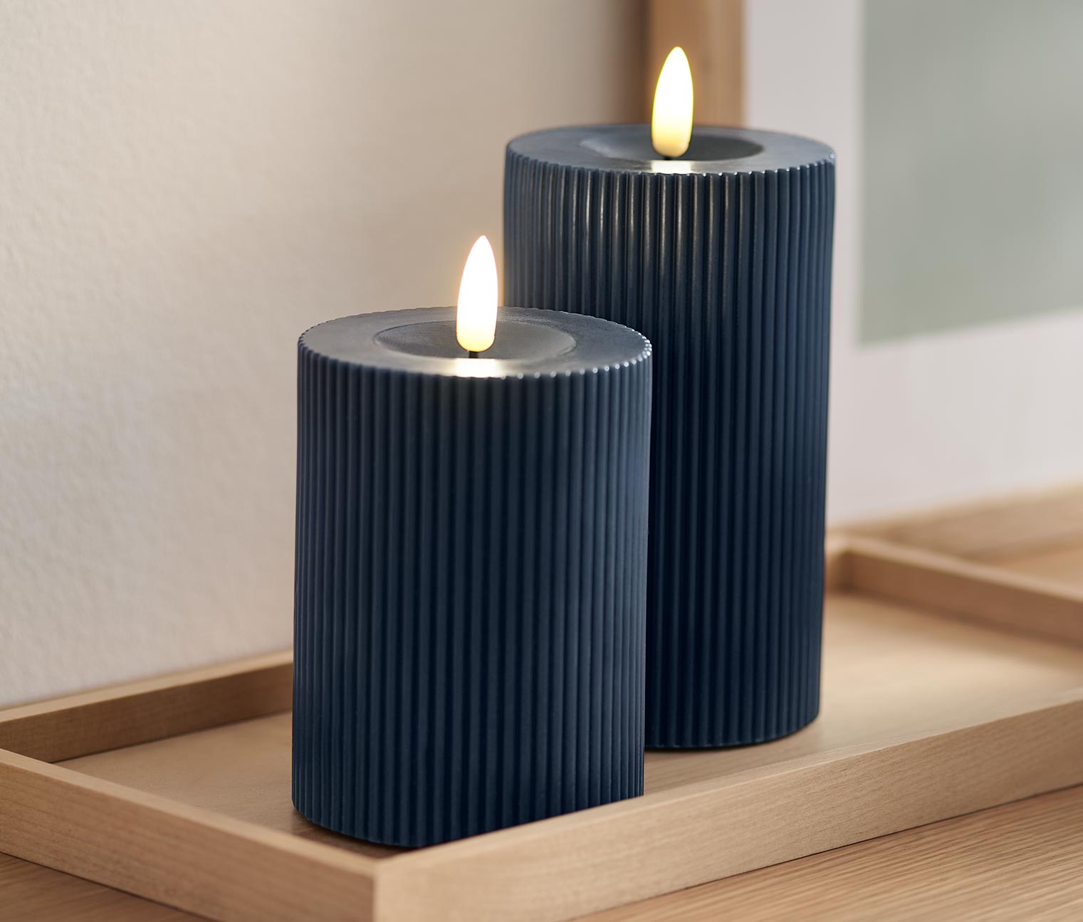 2 Bougies à LED en cire véritable, bleu