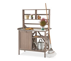 Table à plantes « Jonte » avec conteneur à déchets et étagère