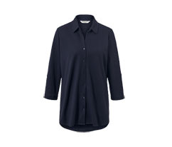 Chemisier en jersey piqué, bleu foncé