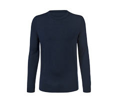 Pull en laine mérinos à encolure ronde, bleu foncé