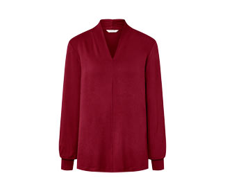 T-shirt manches longues avec encolure en V, rouge bordeaux