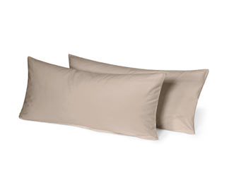 2 taies d’oreiller en percale, beige