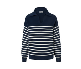 Pull en maille avec col, bleu-blanc