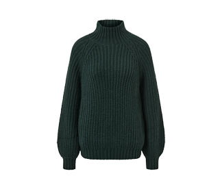 Pull en maille avec col montant, vert foncé