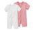 2 pyjamas courts, rose-blanc