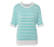 Pull en maille fine rayé, turquoise - Turquoise-blanc à rayures