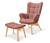 Fauteuil individuel avec repose-pieds, vieux rose