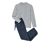 Pyjama pour homme avec pantalon en flanelle, gris et bleu foncé