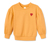 Sweat-shirt en coton bio, jaune avec cœur brodé en rouge sur la poitrine