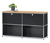 Buffet en métal « CN3 » avec plateau en bois et abattants amovibles, noir