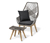 Fauteuil design au tressage textile avec repose-pieds