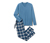 Pyjama avec pantalon en flanelle, à carreaux bleu moyen
