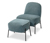 Fauteuil avec repose-pieds, bleu