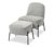 Fauteuil avec repose-pieds, gris clair 