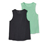 2 tops de sport, vert et anthracite