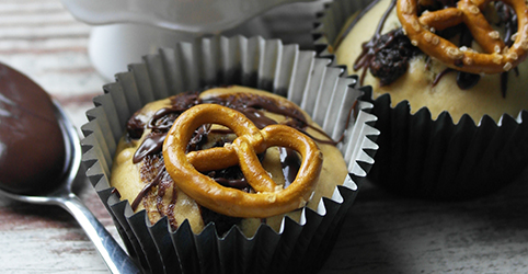 Muffins au Nutella et bretzels salés