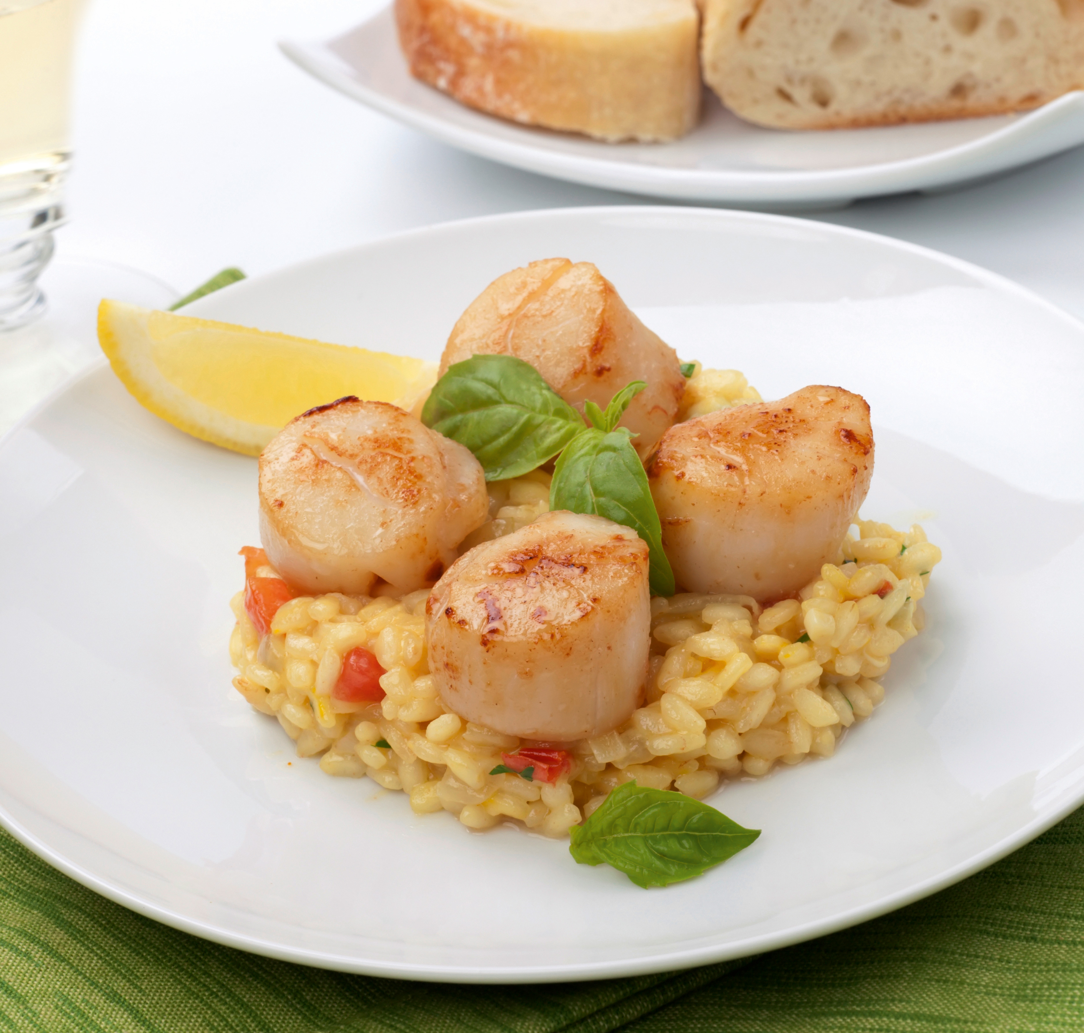 Entrée: Risotto aux noix de Saint Jacques au café